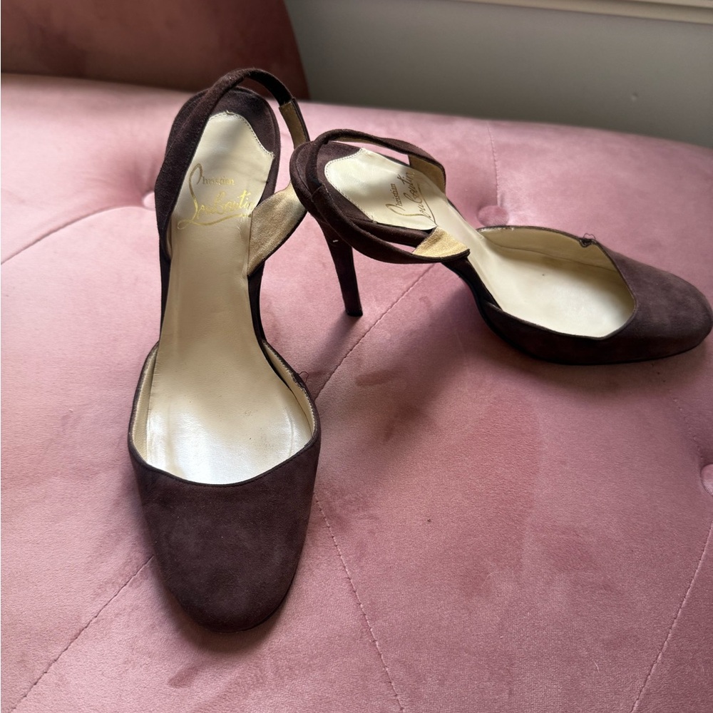 Christian Louboutin Dark Brown Suede Heels